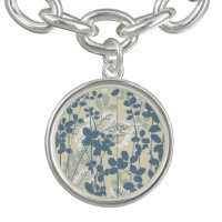 Vintage Japanese Blue Botanical: Cream Leaf Fern