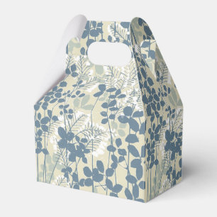 Vintage Japanese Blue Botanical: Cream Leaf Fern Favor Boxes