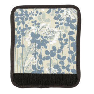 Vintage Japanese Blue Botanical: Cream Leaf Fern Luggage Handle Wrap