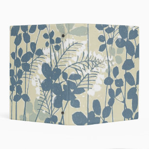 Vintage Japanese Blue Botanical: Cream Leaf Fern Mini Binder