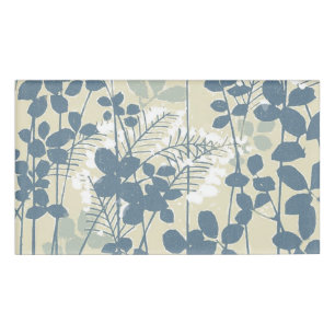 Vintage Japanese Blue Botanical: Cream Leaf Fern Name Tag