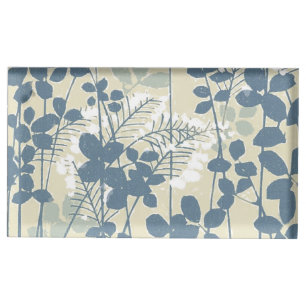 Vintage Japanese Blue Botanical: Cream Leaf Fern Place Card Holder