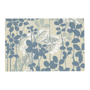 Vintage Japanese Blue Botanical: Cream Leaf Fern Placemat