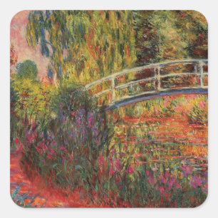 Vintage Japanese Bridge Claude Monet Square Sticker
