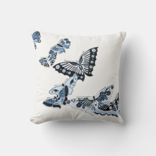 Vintage Japanese Butterflies Kamisaka Sekka Design Throw Pillow