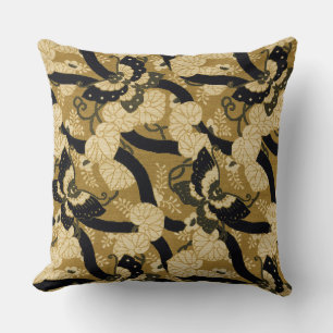 Vintage Japanese Butterfly G.A. Audsley Pattern Throw Pillow