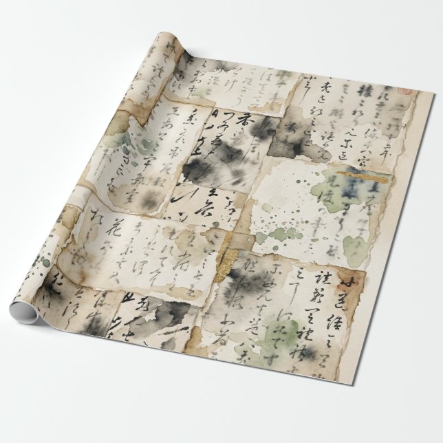 Vintage Japanese Calligraphy Art (2) Wrapping Paper (Unrolled)