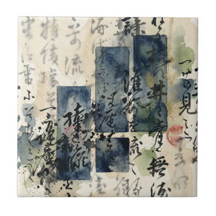 Vintage Japanese Calligraphy Art (4) Ceramic Tile