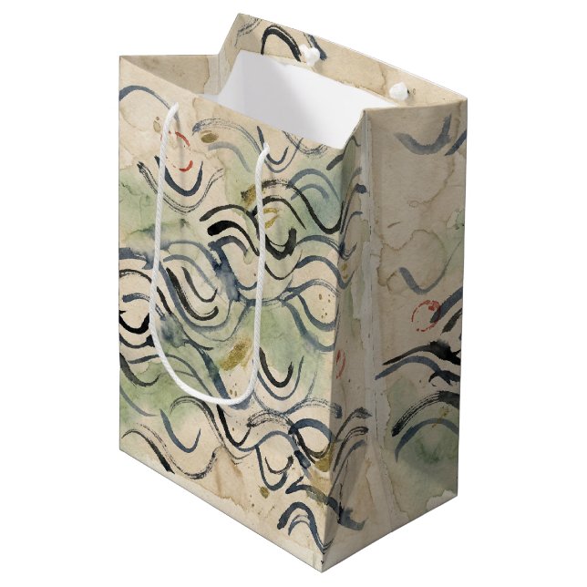 Vintage Japanese Calligraphy Art (6) Medium Gift Bag (Front Angled)