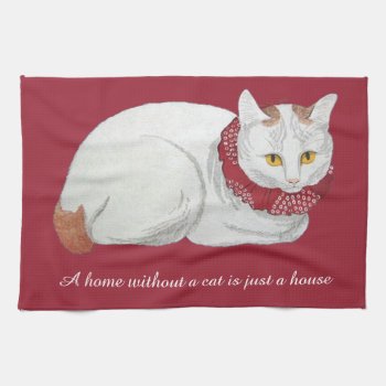Vintage Japanese Cat Home Quote Kitchen Towel by wisewords at Zazzle