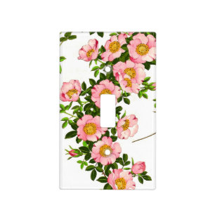 Vintage Japanese Cherry Blossoms, Pink and Gold Light Switch Cover