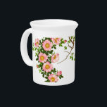 Vintage Japanese Cherry Blossoms, Pink and Gold Pitcher<br><div class="desc">Vintage Japanese painting of a branch of cherry blossoms,  digitally enhanced</div>