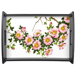 Vintage Japanese Cherry Blossoms, Pink and Gold Serving Tray