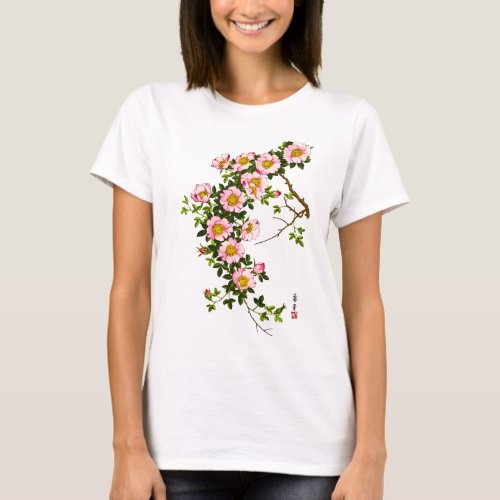 Vintage Japanese Cherry Blossoms Pink and Gold T_Shirt