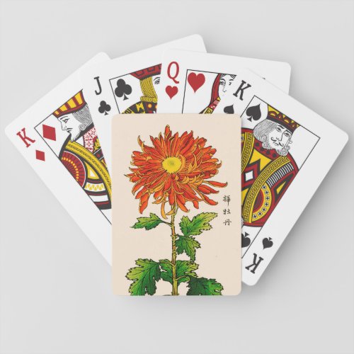 Vintage Japanese Chrysanthemum Orange and Gold  Playing Cards
