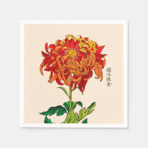 Vintage Japanese Chrysanthemum. Rust and Orange Napkins