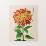 Vintage Japanese Chrysanthemum. Yellow &amp; Orange  Jigsaw Puzzle