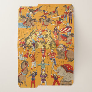 Vintage Japanese Circus Poster Ukiyo-e Art File Folder