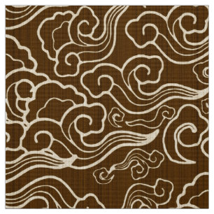 Vintage Japanese Clouds, Chocolate Brown Fabric