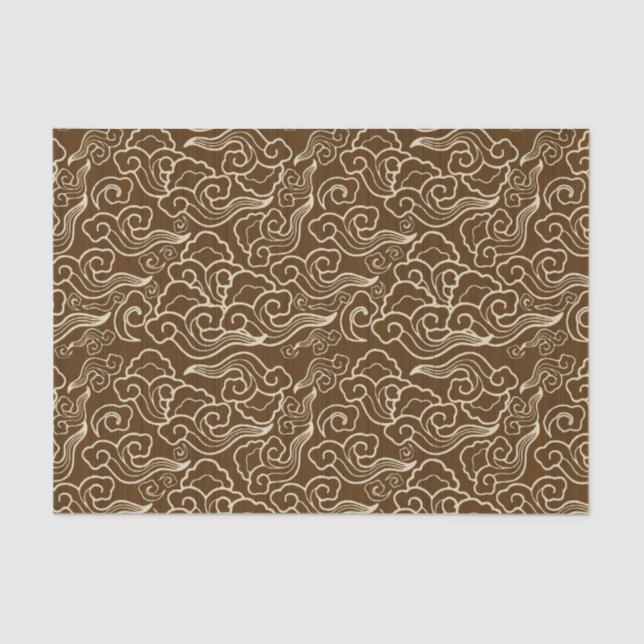Vintage Japanese Clouds, Chocolate Brown Tissue Paper (Front)