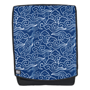 Vintage Japanese Clouds, Cobalt Blue and White Backpack
