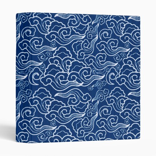 Vintage Japanese Clouds Cobalt Blue and White Binder