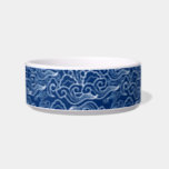 Vintage Japanese Clouds, Cobalt Blue and White Bowl<br><div class="desc">Pet bowl patterned with a vintage Japanese cloud pattern,  with a subtle,  striated,  raw silk texture - deep cobalt blue,  accented with white</div>