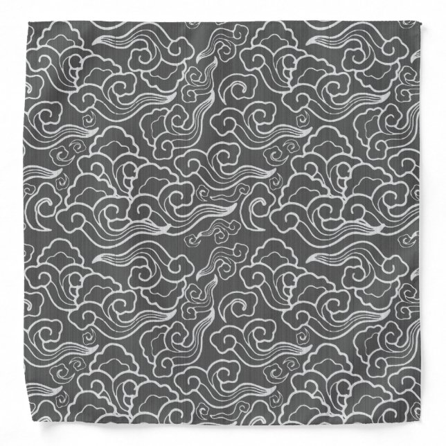 Vintage Japanese Clouds, Graphite Gray / Grey Bandana (Front)