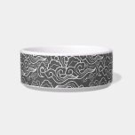 Vintage Japanese Clouds, Graphite Gray / Grey Bowl<br><div class="desc">Pet bowl patterned with a vintage Japanese cloud pattern,  with a subtle,  striated,  raw silk texture - graphite gray / grey,  accented with light silver gray</div>
