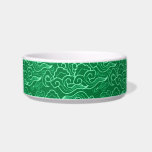 Vintage Japanese Clouds, Jade Green Bowl<br><div class="desc">Pet bowl patterned with a vintage Japanese cloud pattern,  with a subtle,  striated,  raw silk texture - deep jade green,  accented with pastel jade green</div>