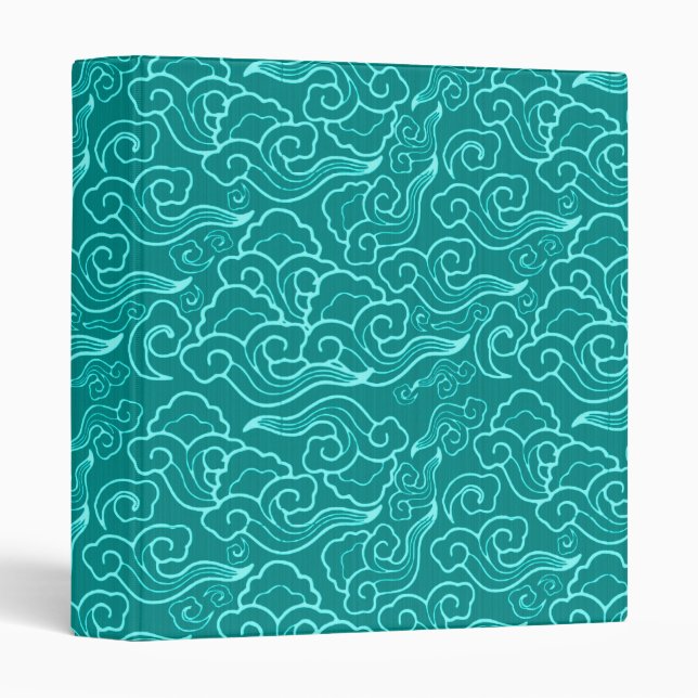 Vintage Japanese Clouds, Turquoise and Aqua Binder (Front/Spine)