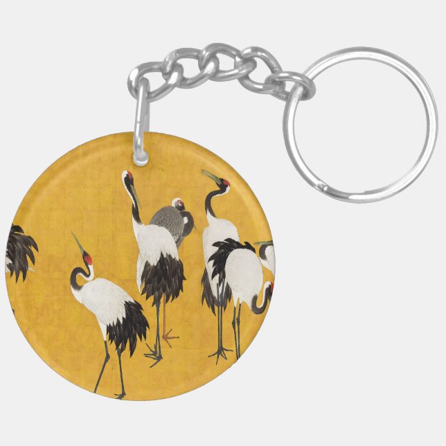 Vintage Japanese Crane Art Keychain (Back Right)