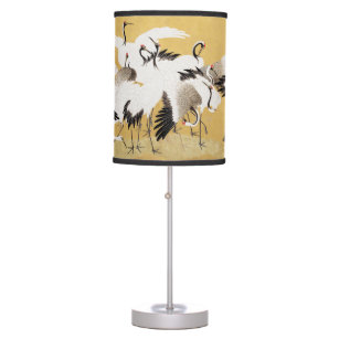 Vintage Japanese Crane Bird Flocks Table Lamp