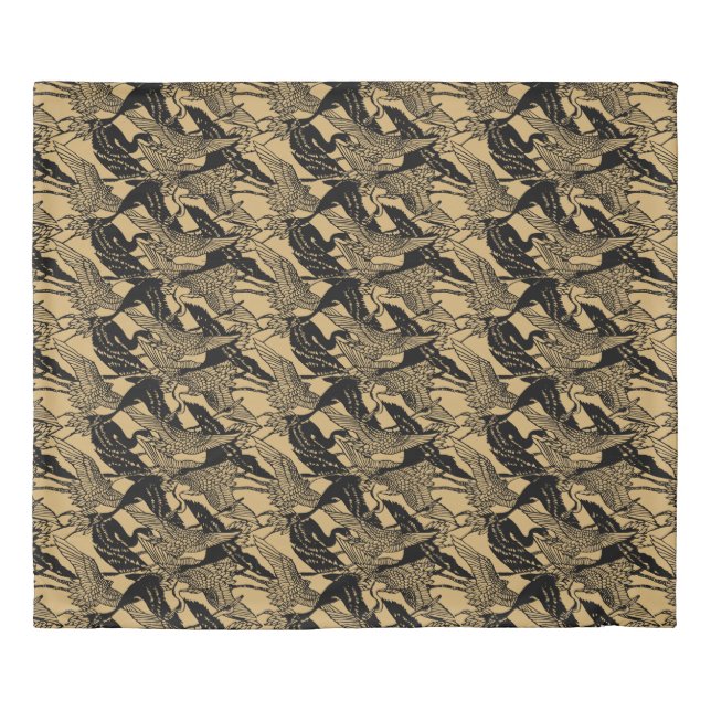 Vintage Japanese Crane Pattern Duvet Cover (Front)