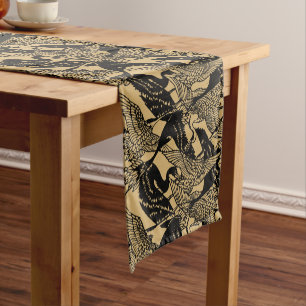 Vintage Japanese Crane Pattern Short Table Runner