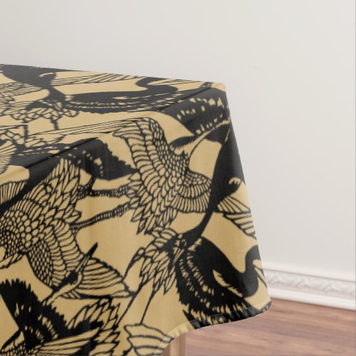 Vintage Japanese Crane Pattern Tablecloth