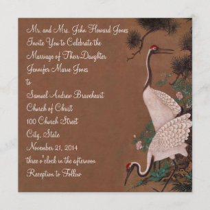 Vintage Japanese Cranes Wedding Invitation  Cranes