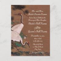 Vintage Japanese Cranes Wedding Invitations