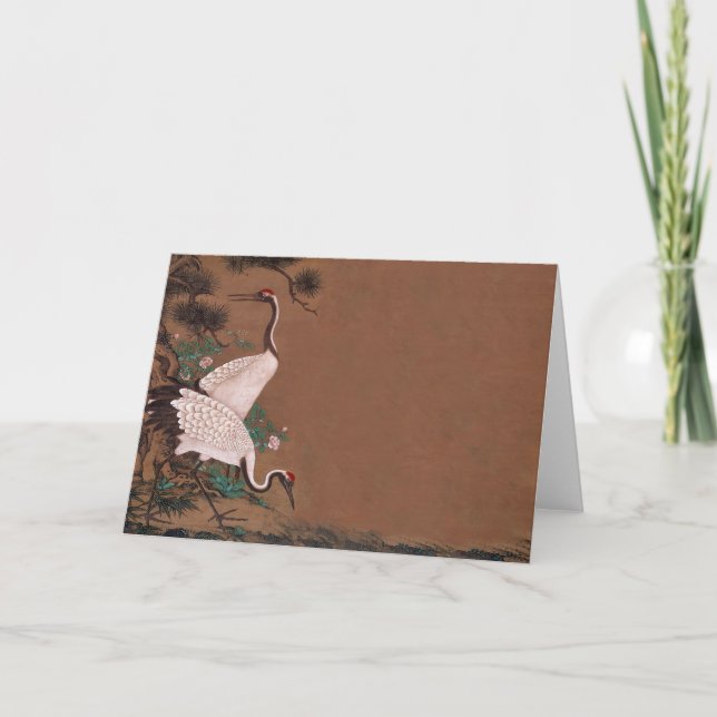 Vintage Japanese Cranes Wedding Invitations (Front)