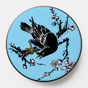 Vintage Japanese Crow and Cherry Blossoms PopSocket
