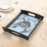 Vintage Japanese Crow and Cherry Blossoms Serving Tray<br><div class="desc">A cheeky Japanese crow on a branch of cherry blossoms,  by an unknown artist.</div>