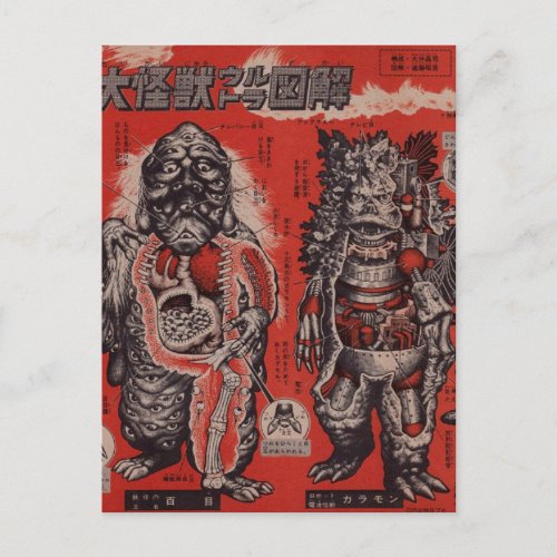 Vintage Japanese Cutaway Monster Postcard