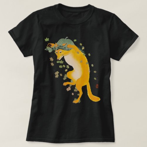 Vintage Japanese Dancing Fox Art T_Shirt
