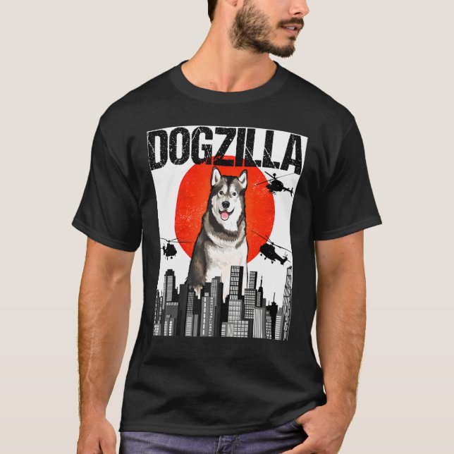Vintage Japanese Dogzilla Alaskan Malamute T-Shirt (Front)
