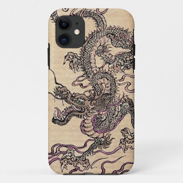 Vintage Japanese Dragon Fantasy Art iPhone Case (Back)