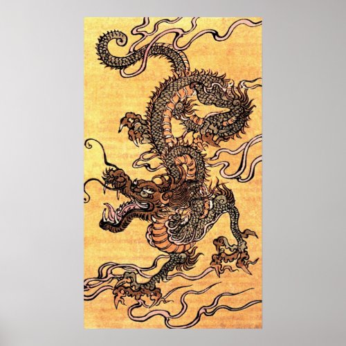 Vintage Japanese Dragon Tapestry Poster