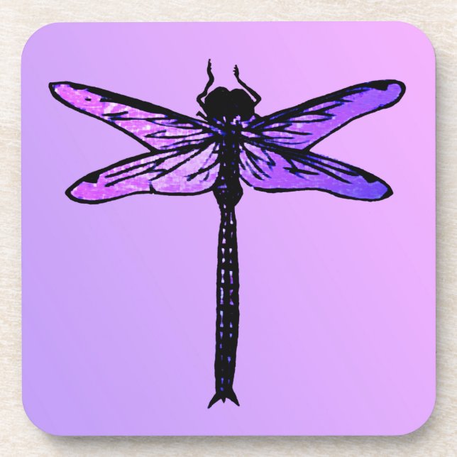 Vintage Japanese Dragonfly, amethyst purple Beverage Coaster (Front)