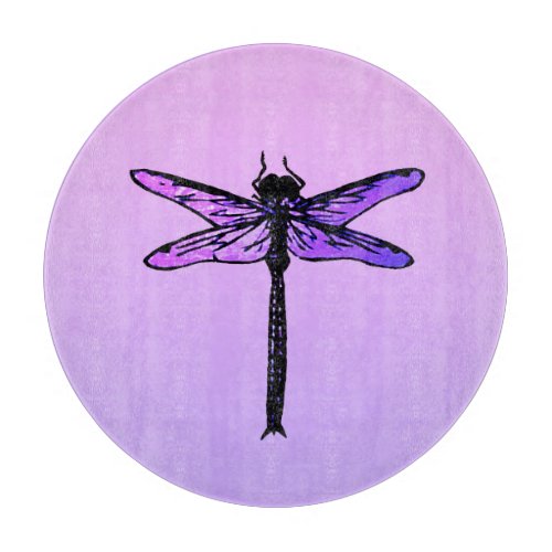 Vintage Japanese Dragonfly amethyst purple Cutting Board