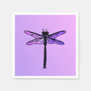 Vintage Japanese Dragonfly, amethyst purple Napkins