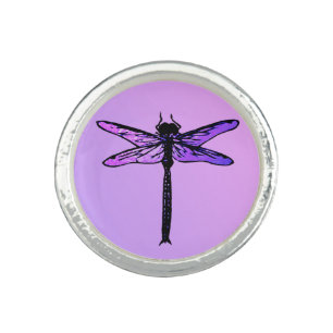 Vintage Japanese Dragonfly, amethyst purple Ring